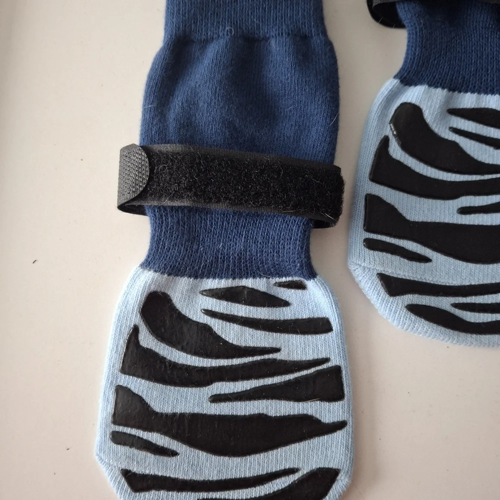 DOK TigerToes Premium Non-Slip Dog Socks Blue X-Large
